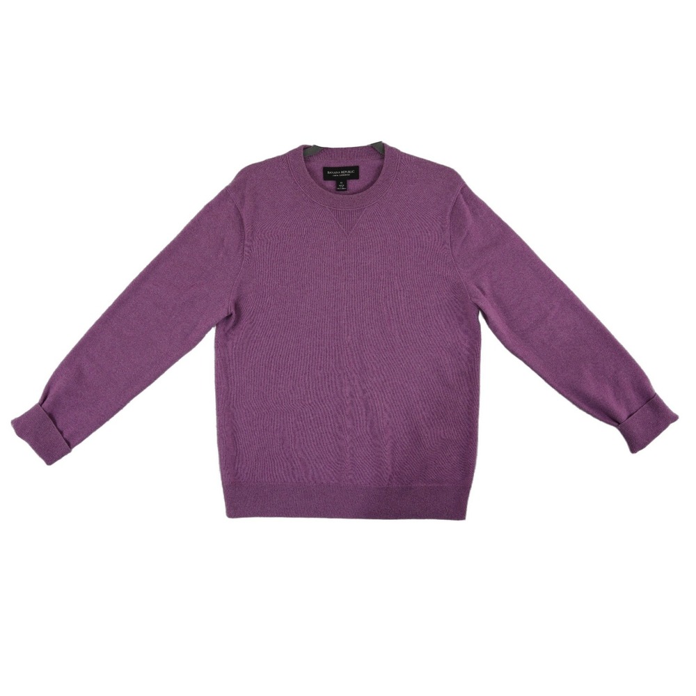 Banana Republic 100% Cashmere Sweater Men's Size Medium Purple Crewneck
